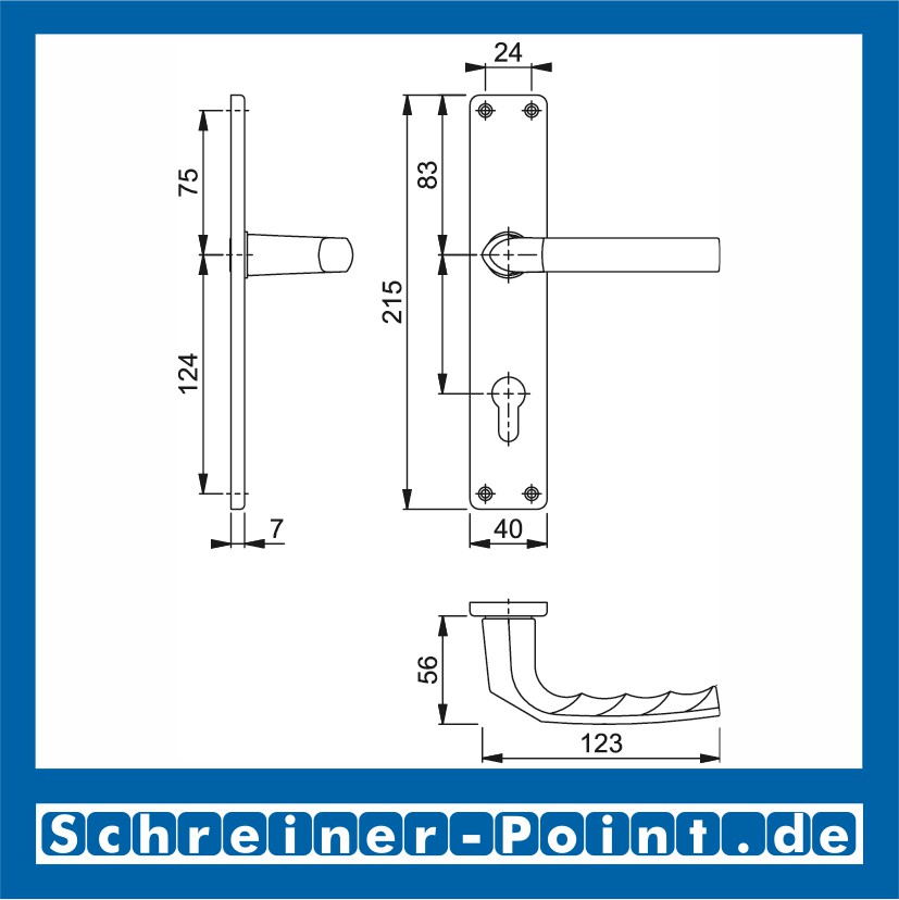 Hoppe Birmingham Aluminium Langschildgarnitur F1 Natur 1117/202SP, 2533847, 3102571, 2533978, 3102627, 2534014, 3102651, 2534006, 3147850